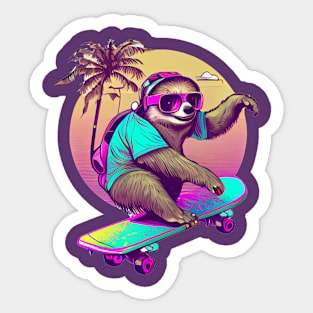 Skateboarding Sloth Sticker